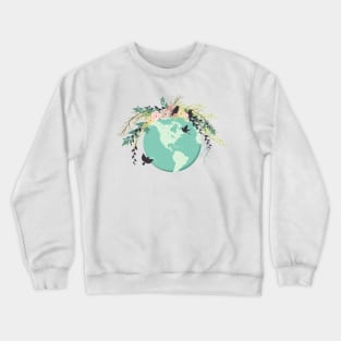 Earth Day Flower Globe Crewneck Sweatshirt